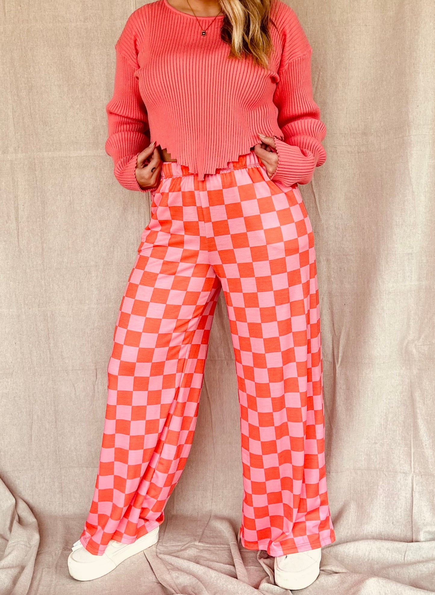Chic Checkered Wide Leg Pant