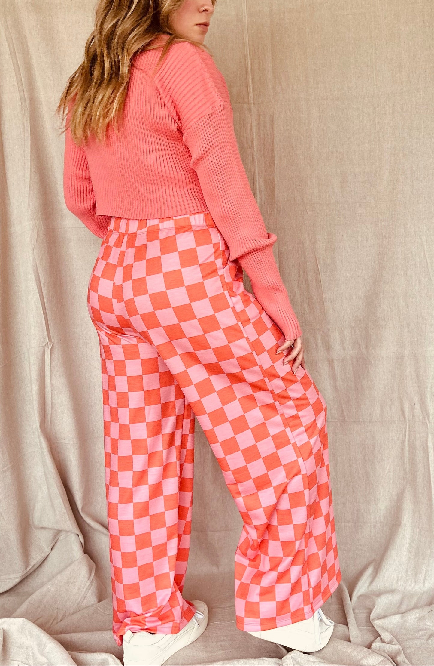 Chic Checkered Wide Leg Pant