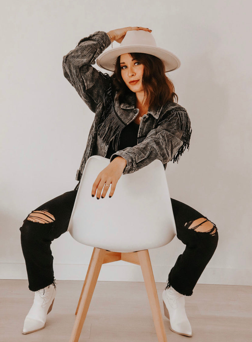 POL Fringed Corduroy Jacket