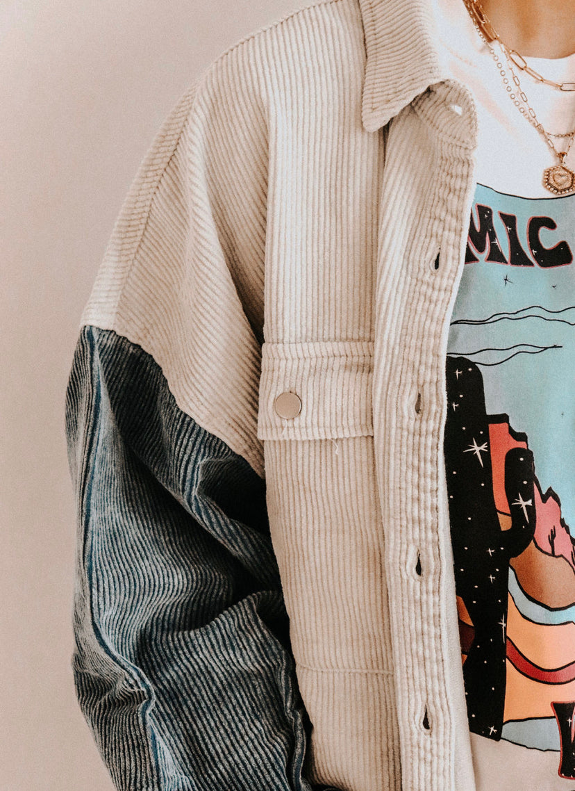 POL 2-TONED Corduroy Shacket