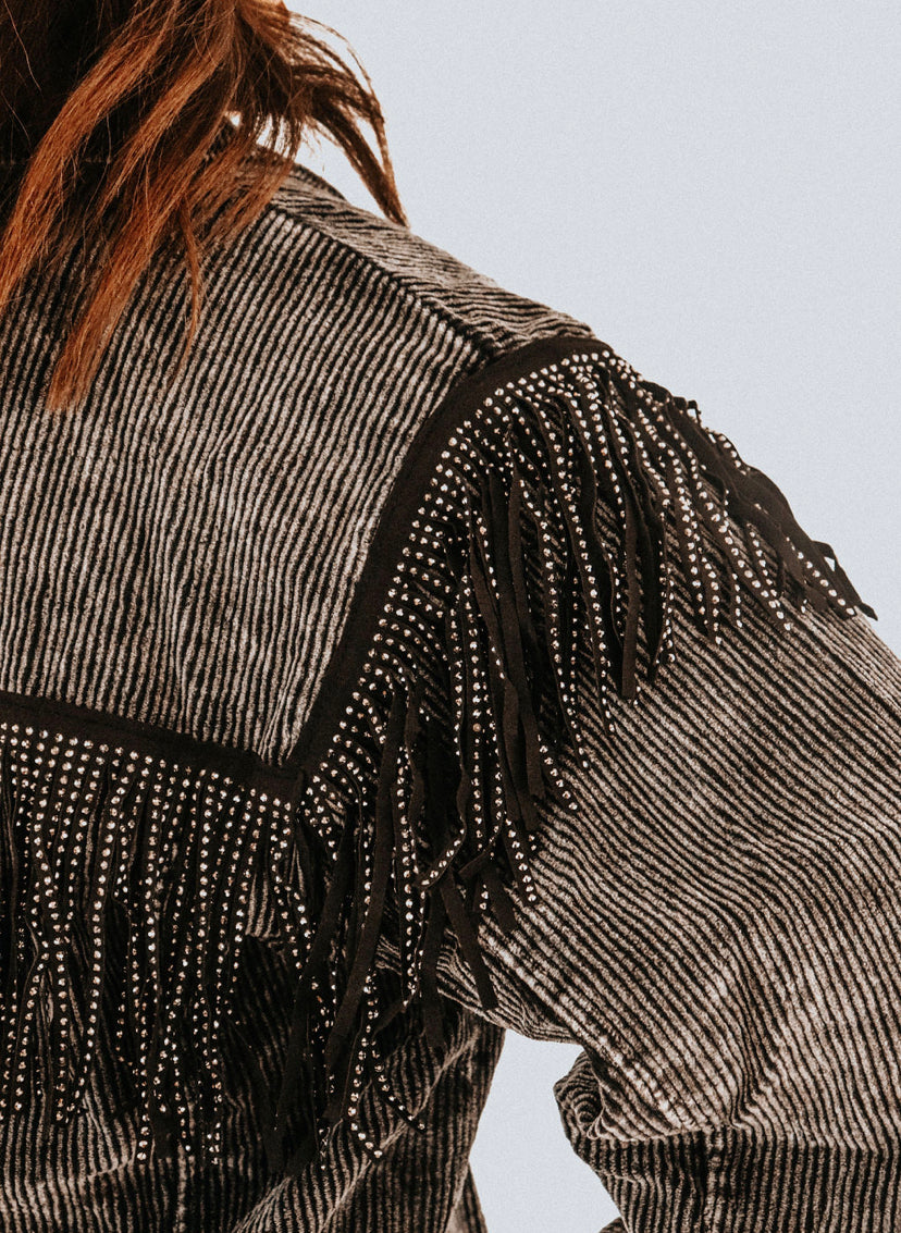 POL Fringed Corduroy Jacket