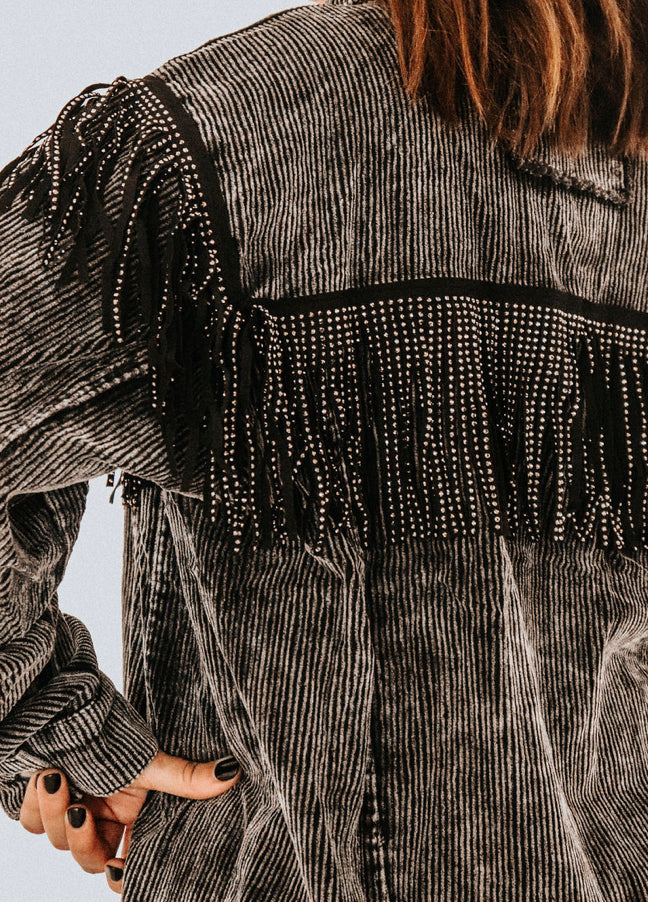 POL Fringed Corduroy Jacket