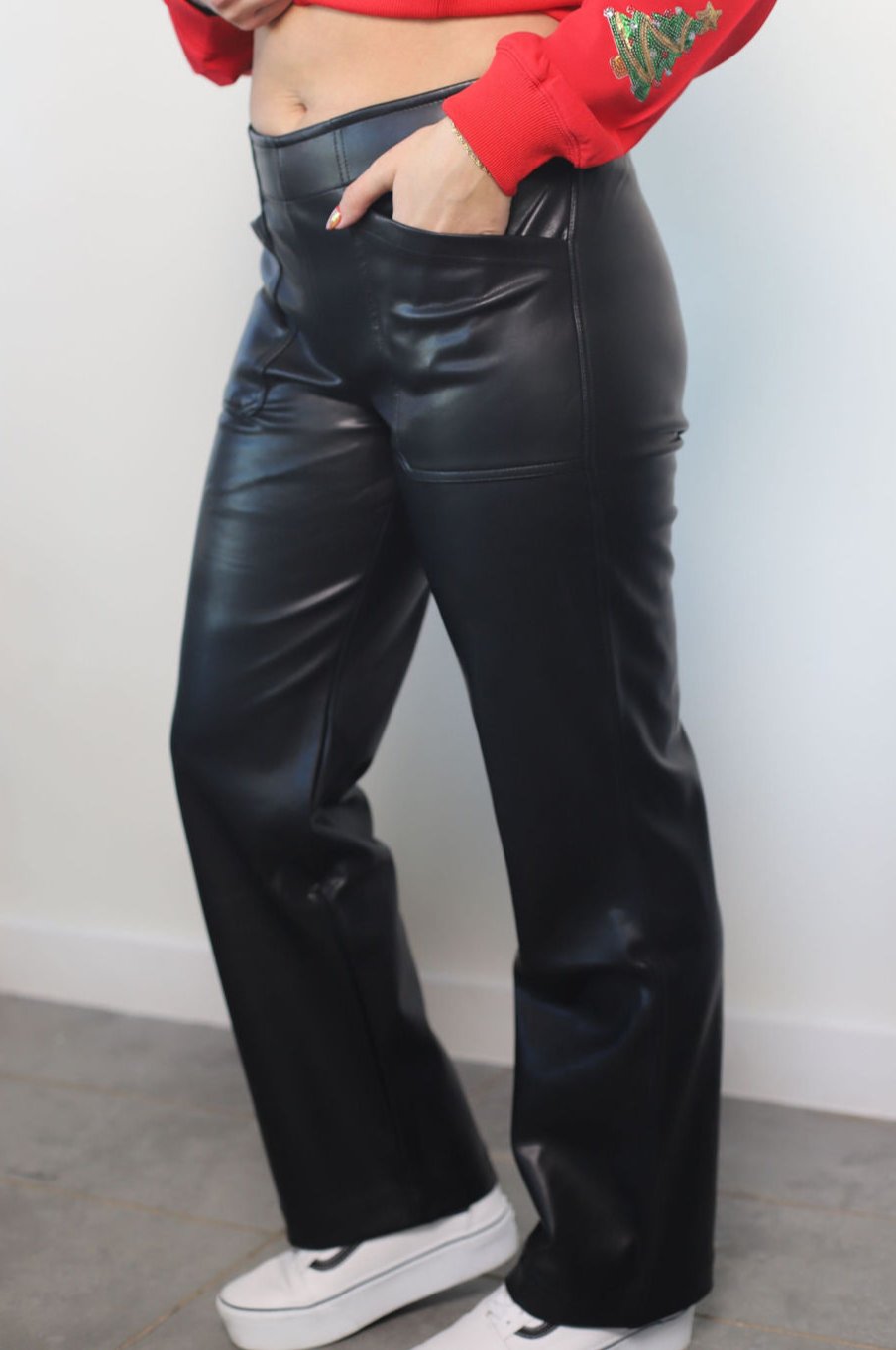 Vegan Leather Wide Leg Pant