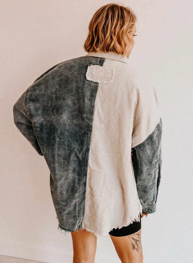 POL 2-TONED Corduroy Shacket