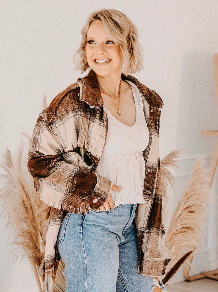 POL Clothing PLAID SHACKET